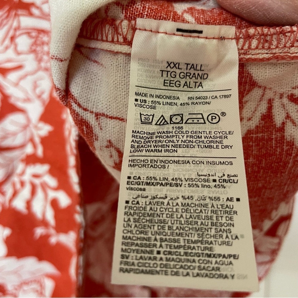 Old Navy  NWT Women’s Size XXL Tall orange and white cropped cotton shirt - Picture 8 of 11